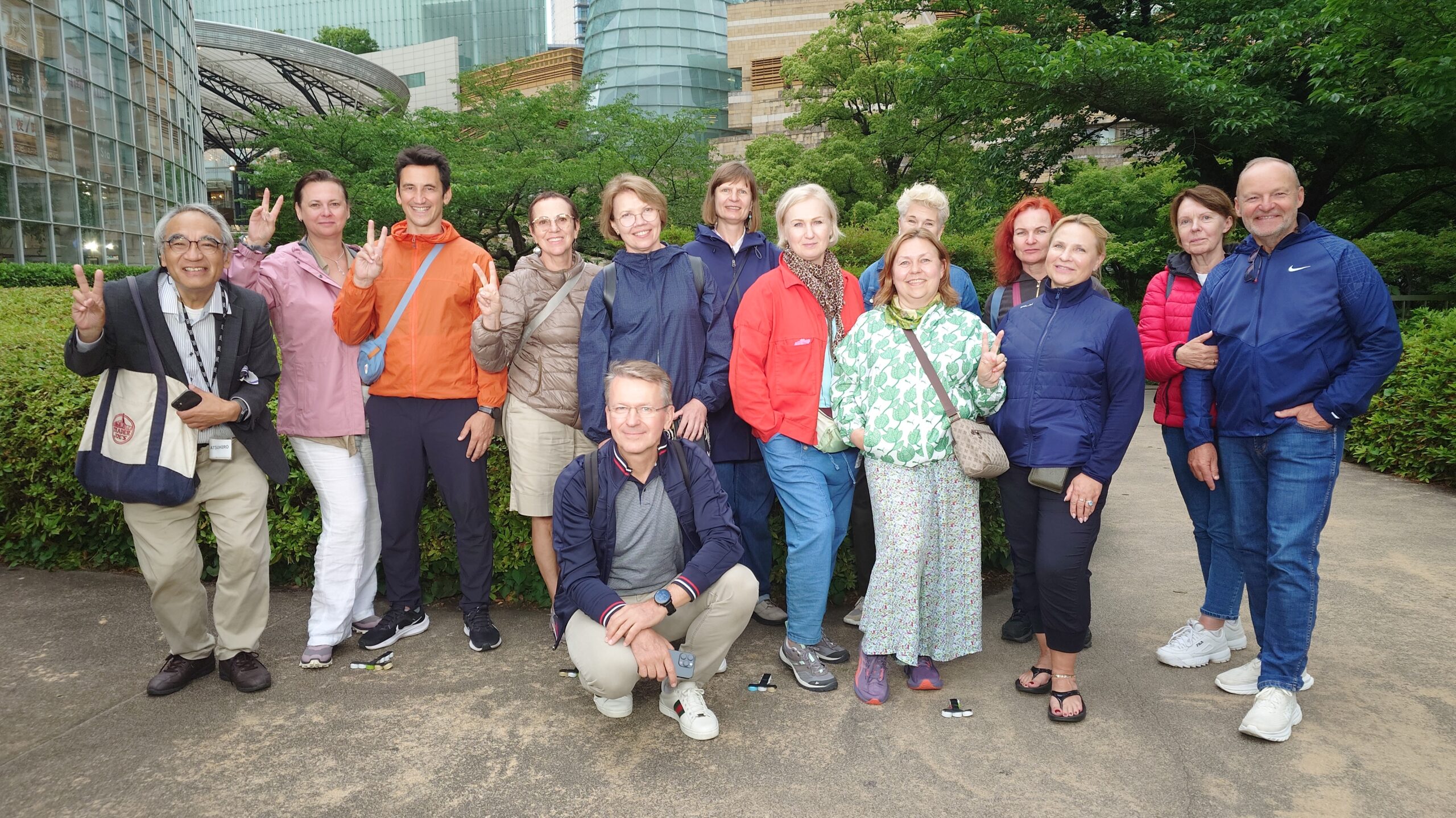 Guiding a group of tourists from Lithuania in modern Tokyo’s tourist’s spots